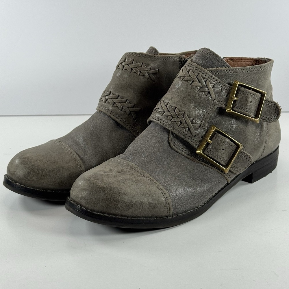 Lucky Brand LK-Daker Gray Cap Toe Leather Ankle Booties Women's Size 7‎ M - Picture 4 of 12